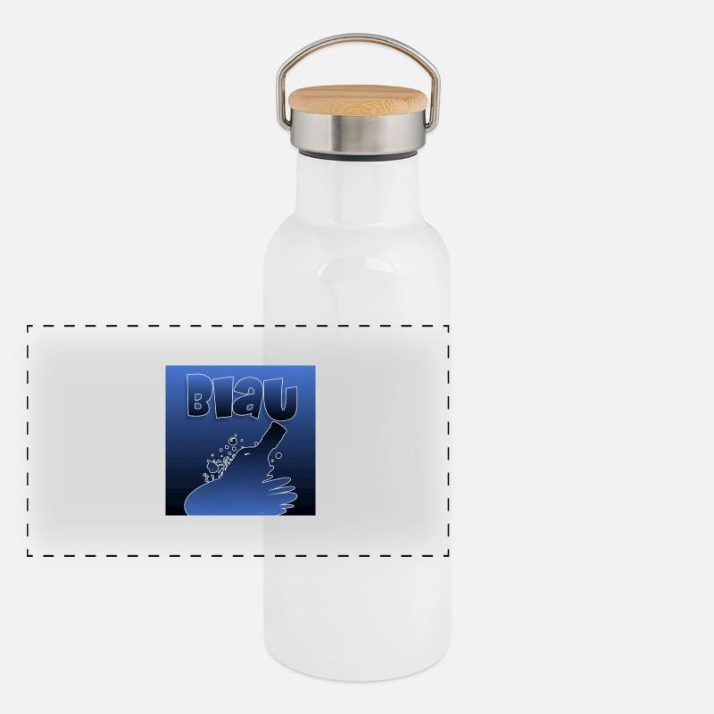 Blau Panorama Thermosflasche mit Bambusdeckel