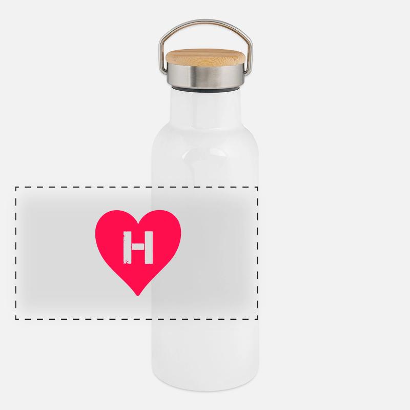 herz buchstabe h Panorama Thermosflasche mit Bambusdeckel