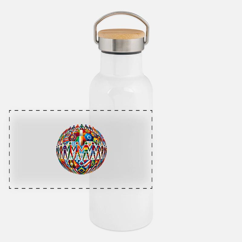 Unity in Diversity – Strong Together - Panoramic Thermal Bottle with Bamboo Lid - white