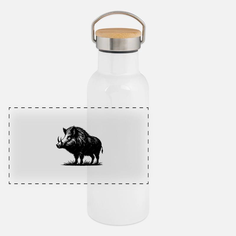 Das Wildschwein Panorama Thermosflasche mit Bambusdeckel
