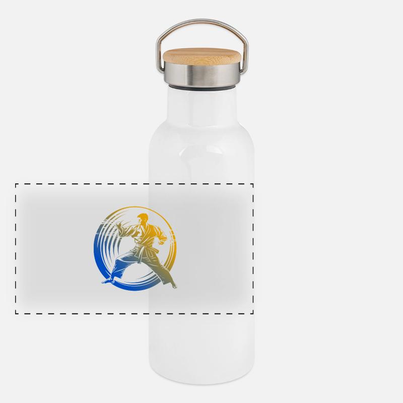 Karaté Silhouette Coloré Gourde isotherme avec bouchon en bambou