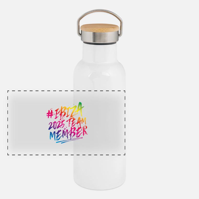 Ibiza 2025 Équipe Coloré Gourde isotherme avec bouchon en bambou
