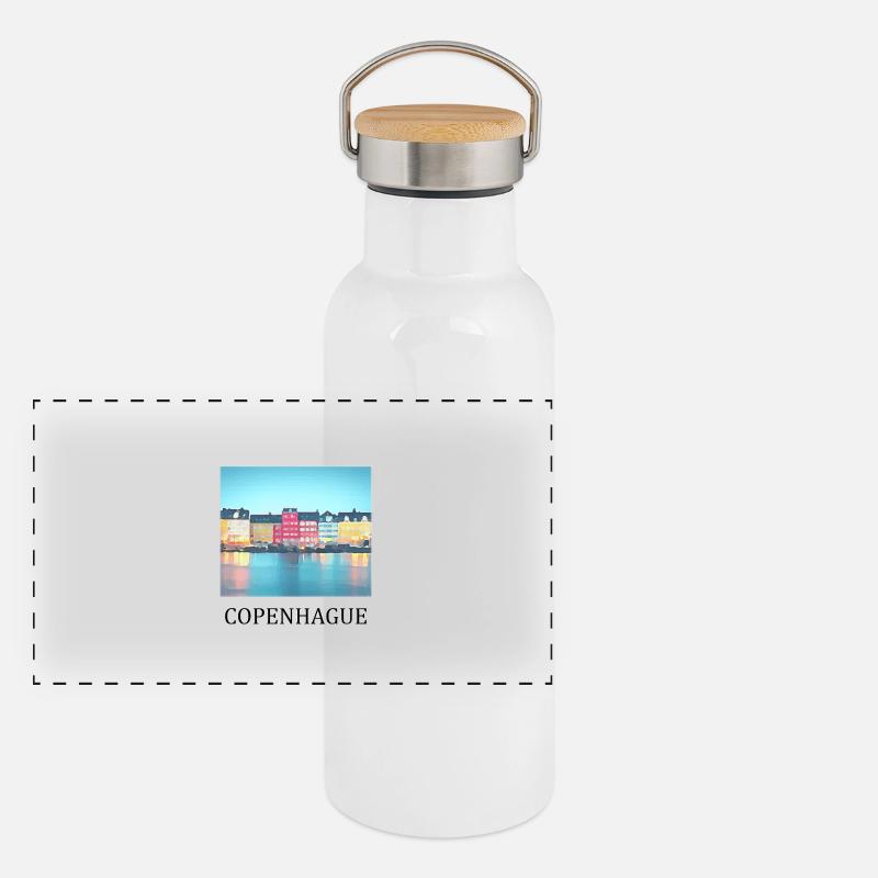 Kopenhagen Panorama Thermosflasche mit Bambusdeckel