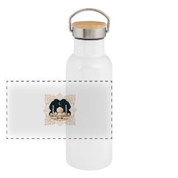 Ramadan Gift Eid Mubarak Islam Allah Muslim - Panoramic Thermal Bottle with Bamboo Lid - white - Front