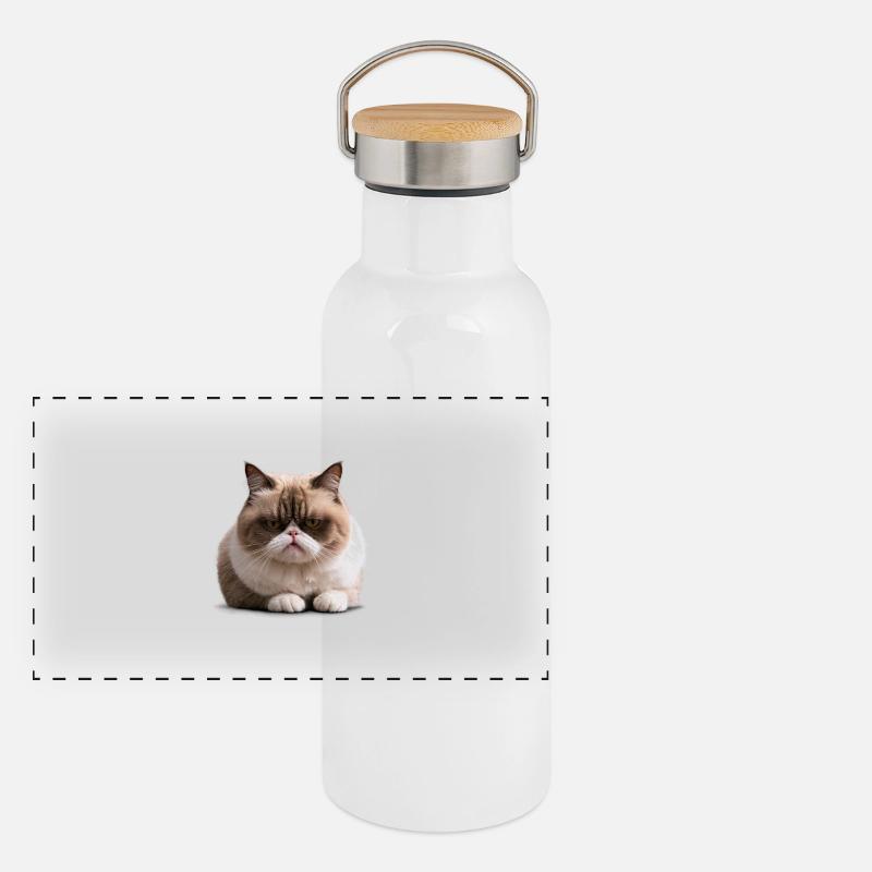 Chat du lundi, Chat , Lundi Gourde isotherme avec bouchon en bambou