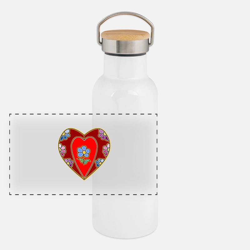 Herz Panorama Thermosflasche mit Bambusdeckel