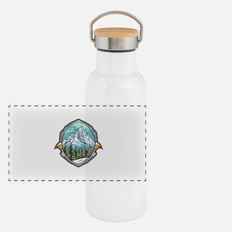 Alps Ski Mountains Panoramic Thermal Bottle with Bamboo Lid