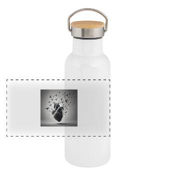 Émotions libérées - Gourde isotherme avec bouchon en bambou - blanc - Devant