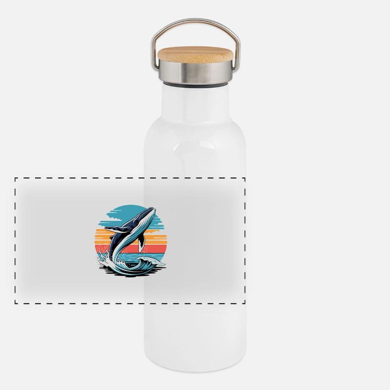Sunset Splash - Panoramic Thermal Bottle with Bamboo Lid - white