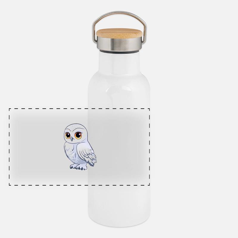 White Owl Panoramic Thermal Bottle with Bamboo Lid