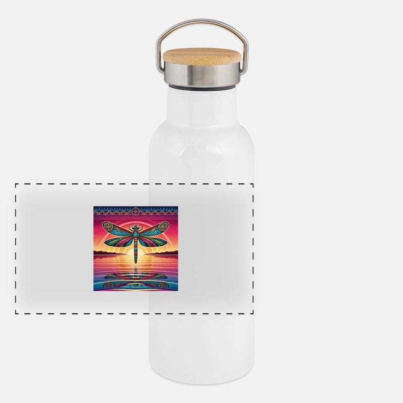 Kraftier Libelle Panorama Thermosflasche mit Bambusdeckel