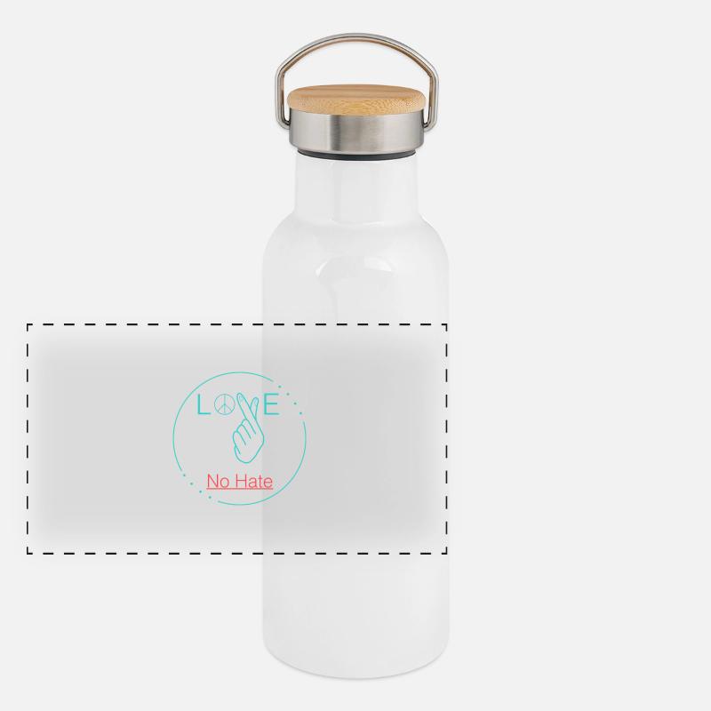 Love No Hate Panorama Thermosflasche mit Bambusdeckel