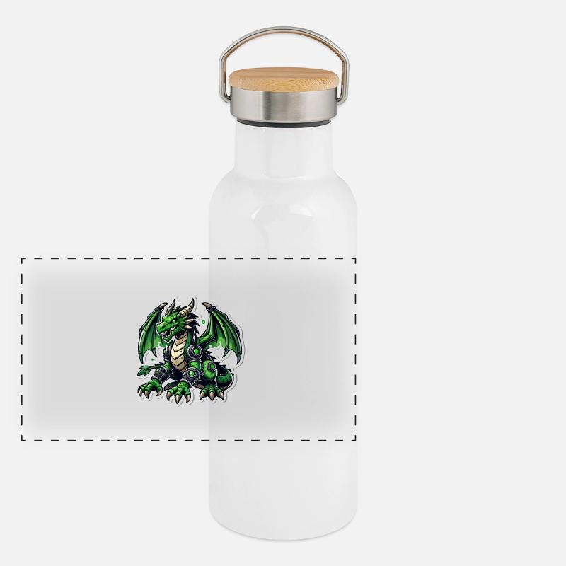 Dragon vert cybernétique Gourde isotherme avec bouchon en bambou