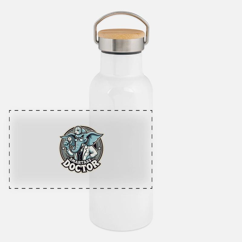 Klugscheißer Arzt Elefant witzig Geschenk Panorama Thermosflasche mit Bambusdeckel