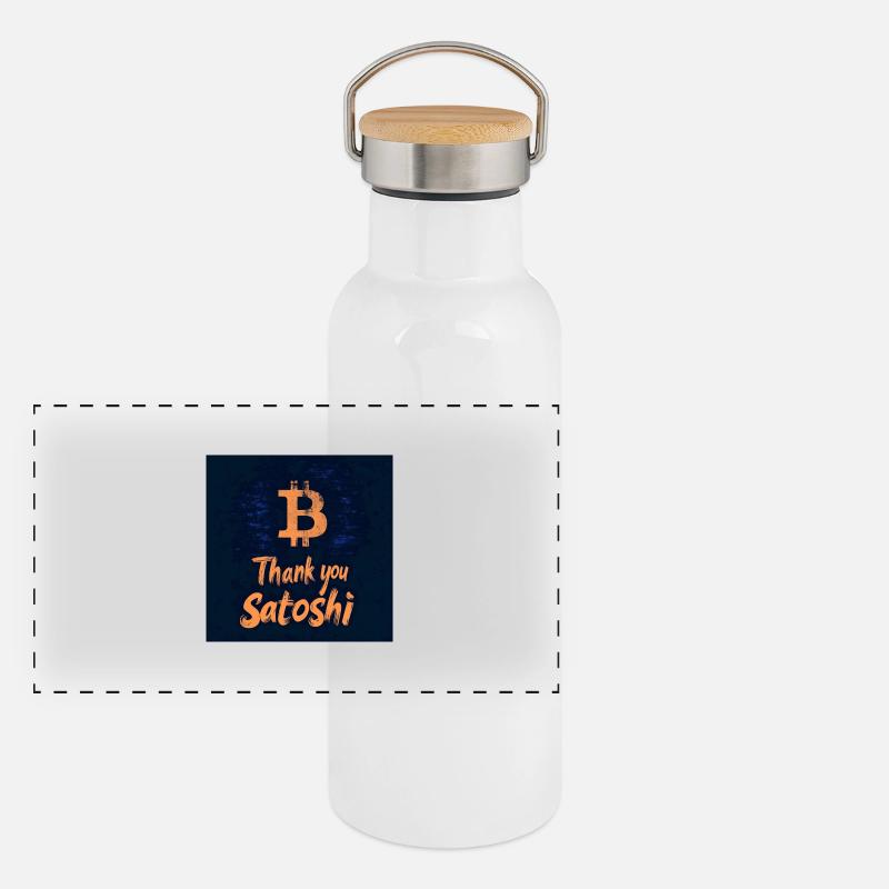 Bitcoin Panorama Thermosflasche mit Bambusdeckel