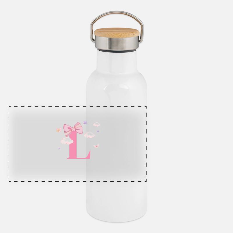 Letter l Pink Clouds Panoramic Thermal Bottle with Bamboo Lid