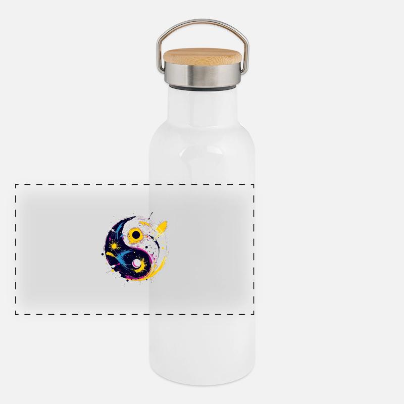 Yin Yang Panorama Thermosflasche mit Bambusdeckel