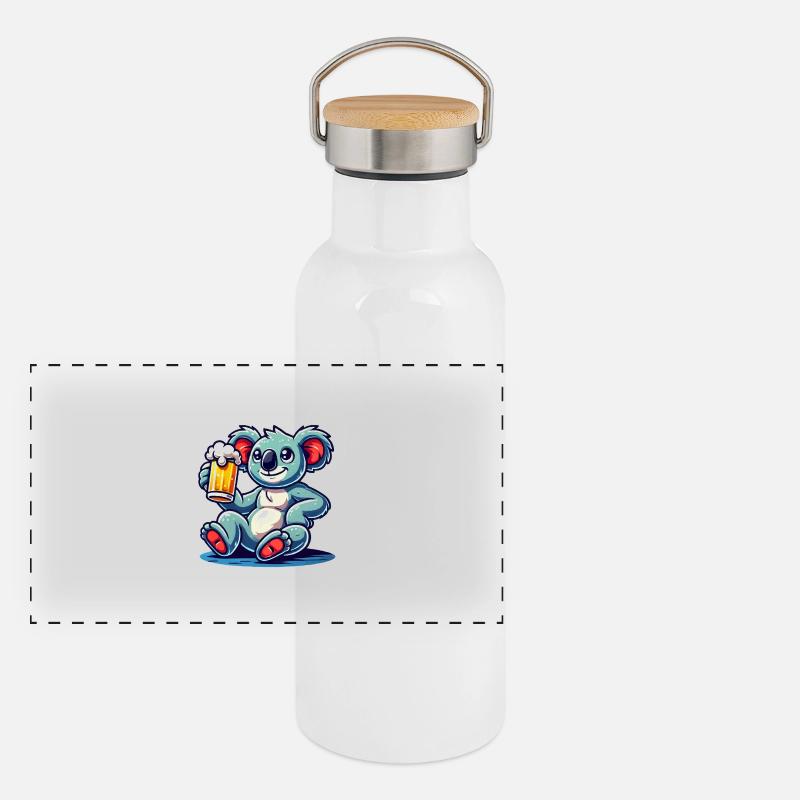 koalabär bier comic Panorama Thermosflasche mit Bambusdeckel