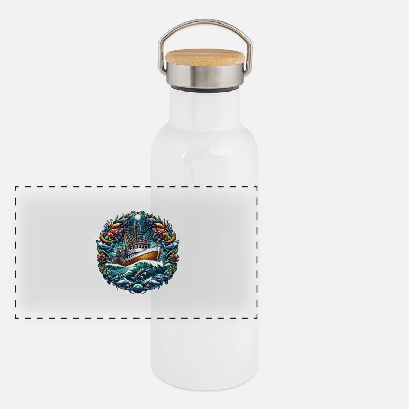 Bateau de pêche Gourde isotherme avec bouchon en bambou