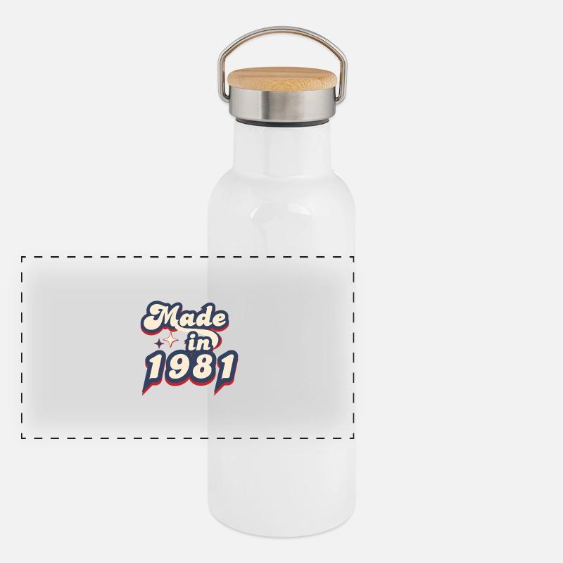 Made in 1981 retro Gourde isotherme avec bouchon en bambou
