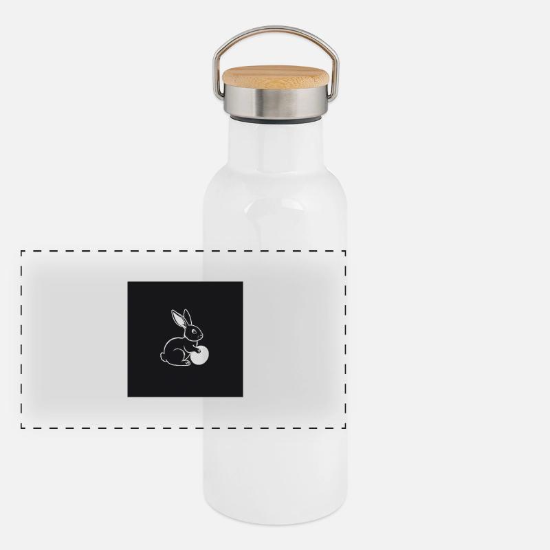 Das Osterglück des Hasen Panorama Thermosflasche mit Bambusdeckel
