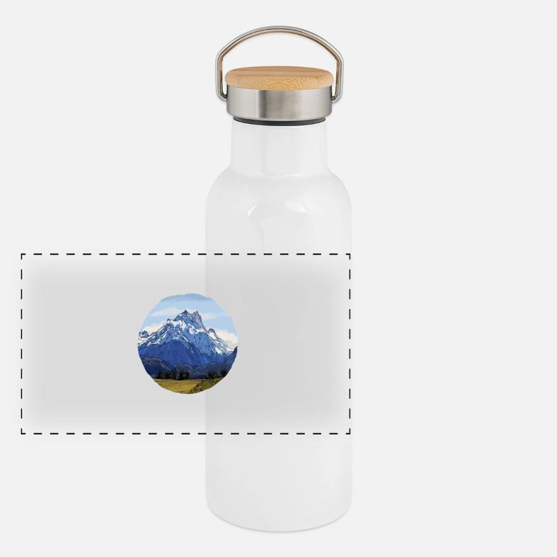 Die Berge Neuseelands Panorama Thermosflasche mit Bambusdeckel