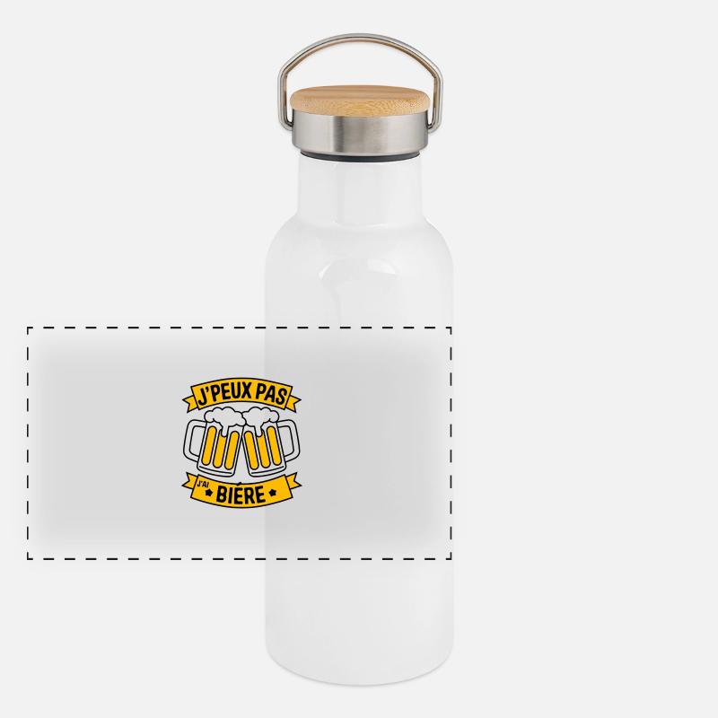 Ich kann kein Bier trinken Panorama Thermosflasche mit Bambusdeckel