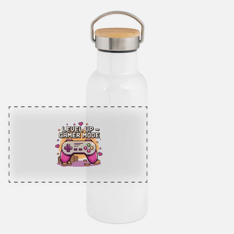 Level Up – Gamer Mode Panoramic Thermal Bottle with Bamboo Lid