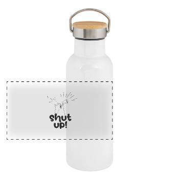Shut Up - Panoramic Thermal Bottle with Bamboo Lid - white - Front