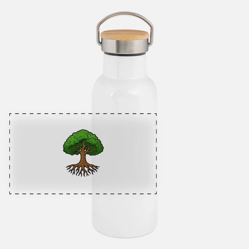baum des lebens Panorama Thermosflasche mit Bambusdeckel