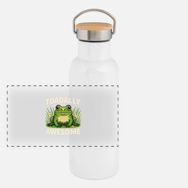 Frog awesome Panorama Thermosflasche mit Bambusdeckel