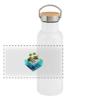 Carré Vacarion 3D - Gourde isotherme avec bouchon en bambou - blanc - Devant