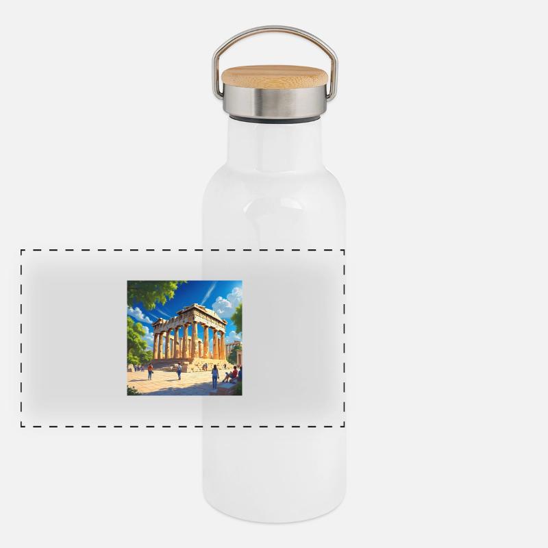 Parthenon Panoramic Thermal Bottle with Bamboo Lid