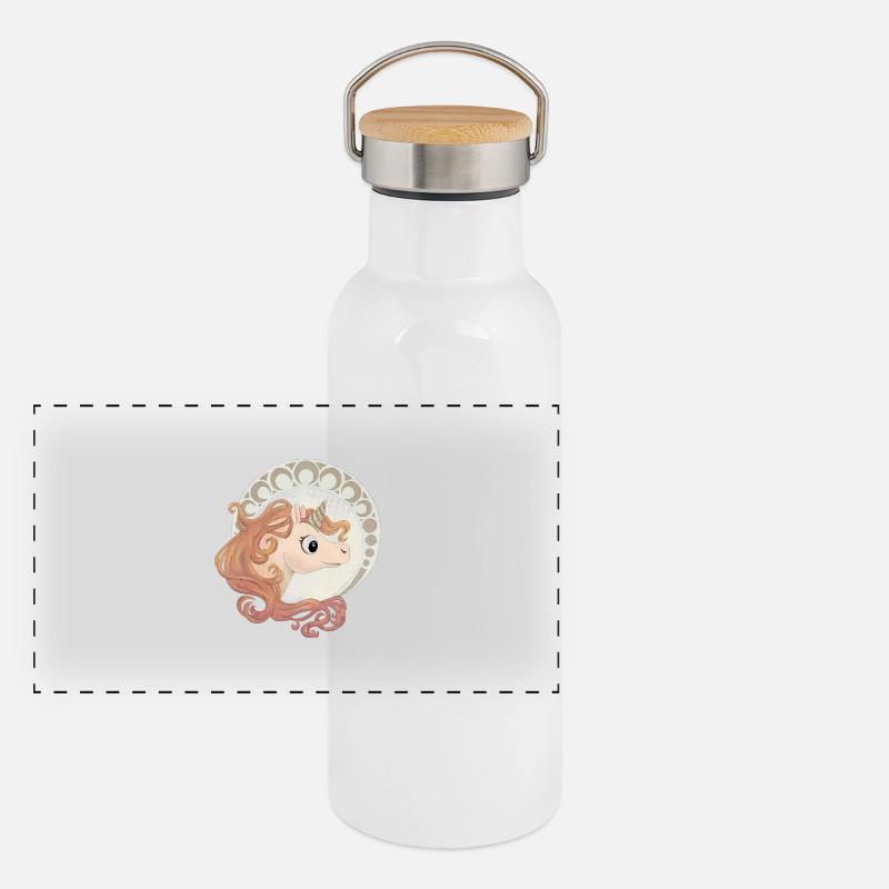 Licorne élégante Gourde isotherme avec bouchon en bambou