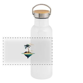 Holiday Island - Panoramic Thermal Bottle with Bamboo Lid - white - Front