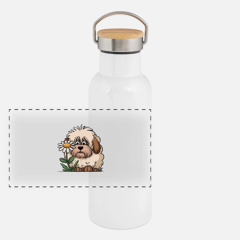 Alter englischer Schäferhund Panorama Thermosflasche mit Bambusdeckel
