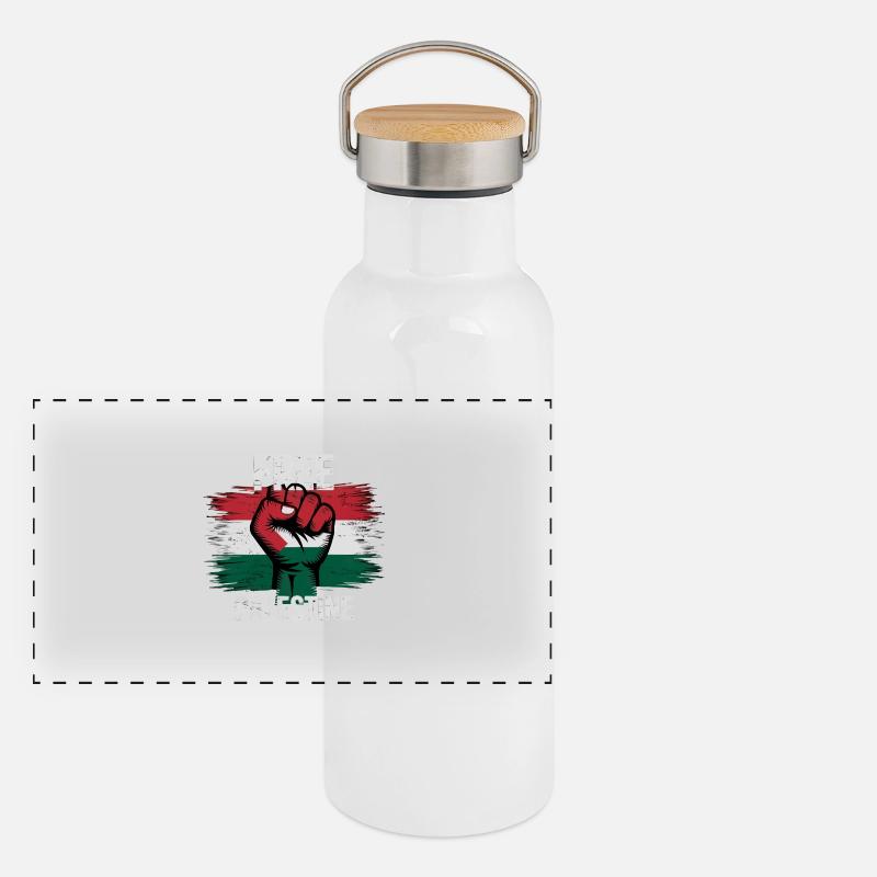 Free Palestine Gourde isotherme avec bouchon en bambou