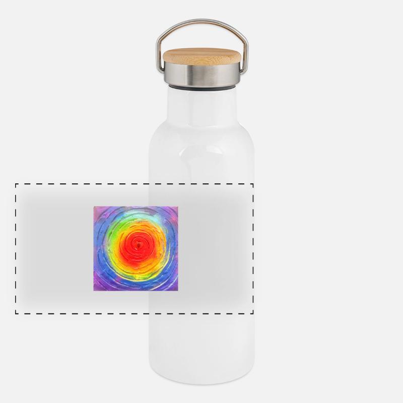 Chakra Kraft Panorama Thermosflasche mit Bambusdeckel