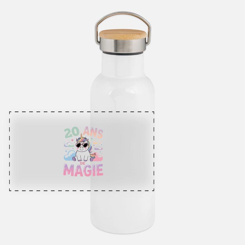 20 ans de magie Gourde isotherme avec bouchon en bambou