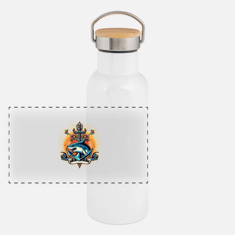 Logo de requin Gourde isotherme avec bouchon en bambou