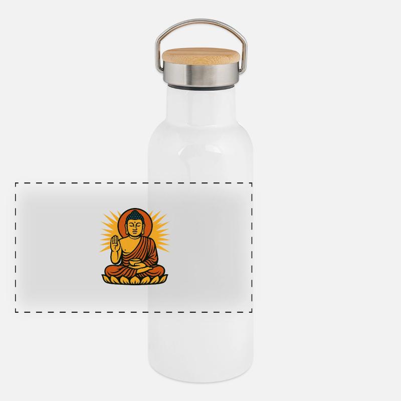 Buddha Panorama Thermosflasche mit Bambusdeckel