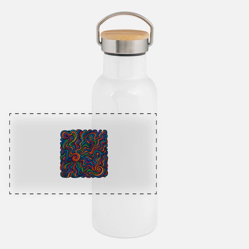 Graphismes psychédéliques Gourde isotherme avec bouchon en bambou