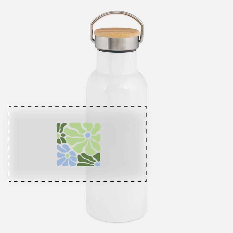 Fleur rétro Gourde isotherme avec bouchon en bambou