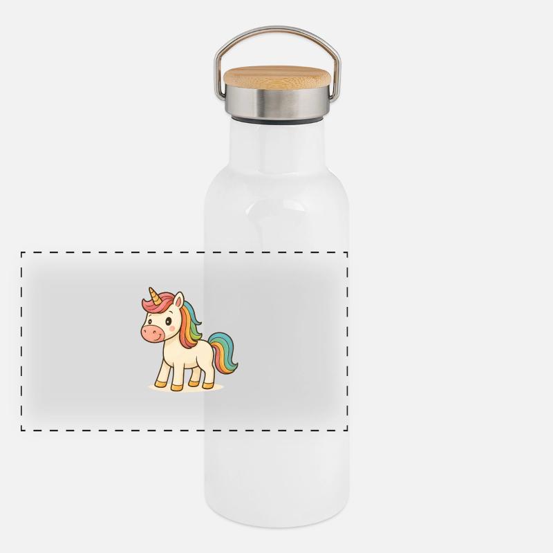 Bande dessinée Licorne Gourde isotherme avec bouchon en bambou