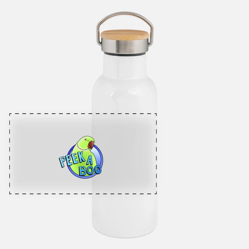 perruche à collier vert « Peek-a-boo » Gourde isotherme avec bouchon en bambou