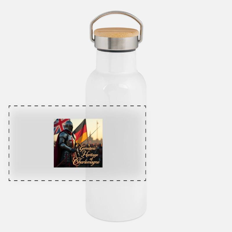 Flux Dev a medieval knight from the Crusades Panorama Thermosflasche mit Bambusdeckel