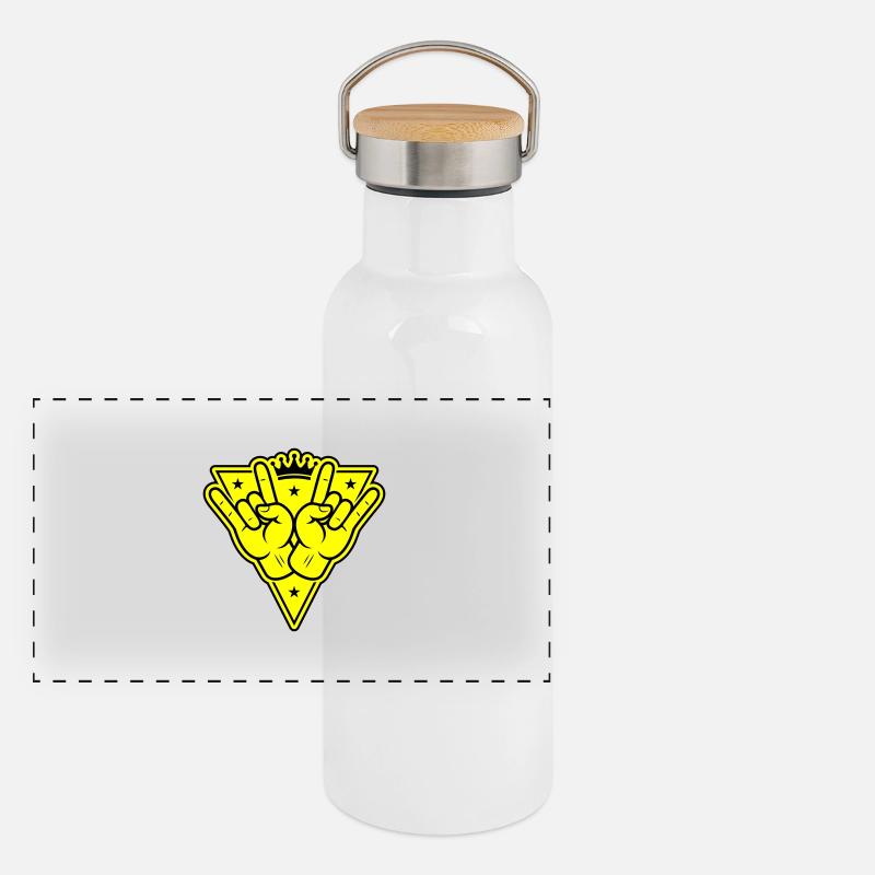Hand Party Zeichen Panorama Thermosflasche mit Bambusdeckel