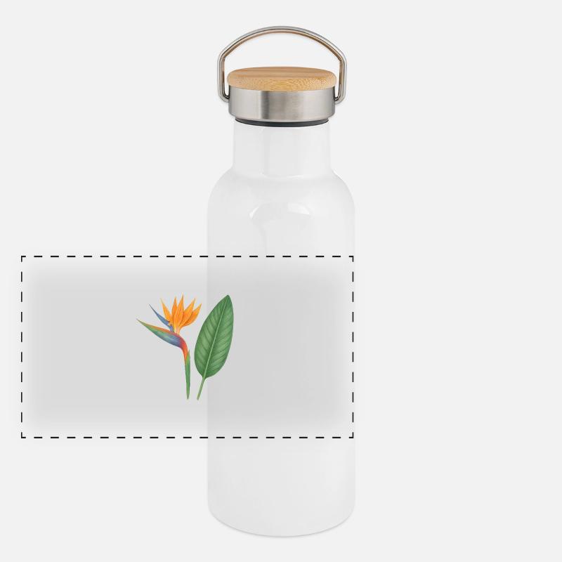 Strelitzia – fleurs exotiques Gourde isotherme avec bouchon en bambou