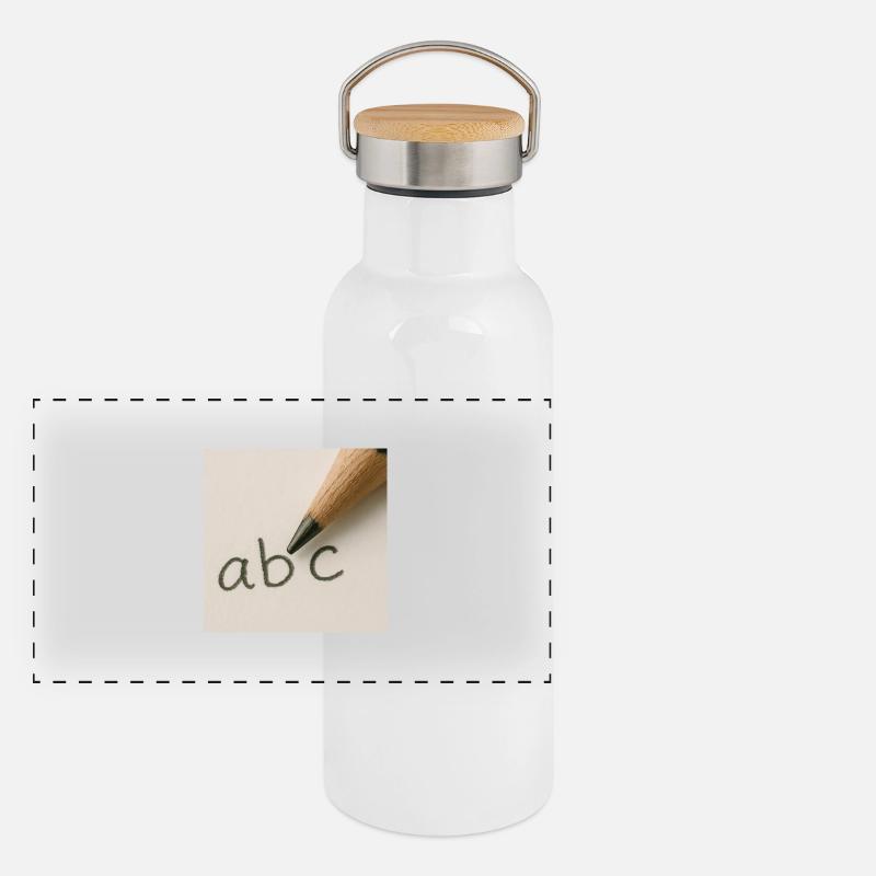 Écriture Gourde isotherme avec bouchon en bambou