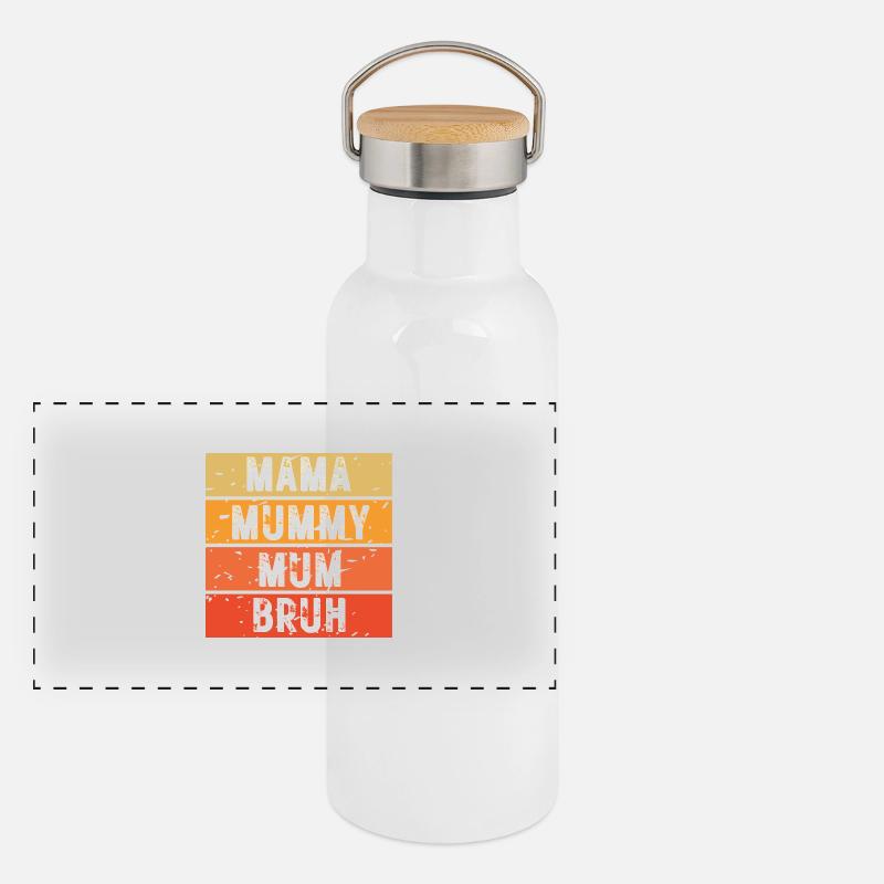 Mama Mummy Mum Bruh Panorama Thermosflasche mit Bambusdeckel